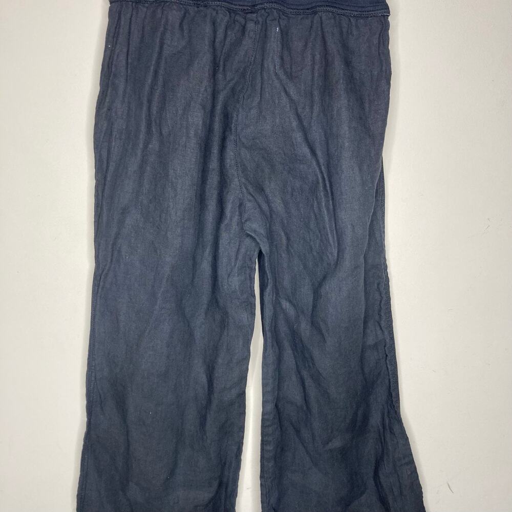 Bella Dahl Summer 100% Linen Roll Over Pants Palazzo Wide Leg Black Womens Sz M - Picture 11 of 16